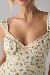 Kiss The Sky Piper Lace Trim Floral Slip Mini Dress