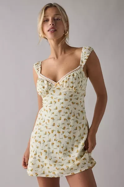 Kiss The Sky Piper Lace Trim Floral Slip Mini Dress
