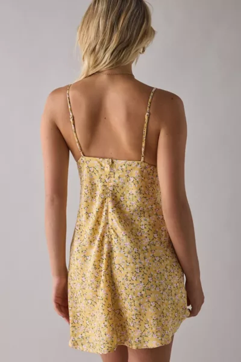 Kiss The Sky Catelonia Floral Satin Slip Mini Dress