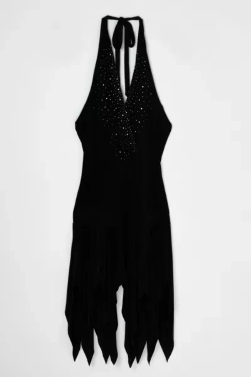 Vintage Y2k Rhinestoned Halter Mini Dress
