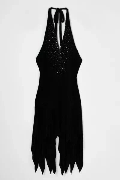 Vintage Y2k Rhinestoned Halter Mini Dress