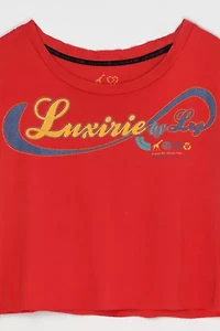 Vintage Y2k Luxirie By Lng Glittered Cropped T-Shirt