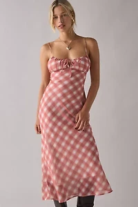 Kiss The Sky Mercer Plaid Tie-Back Maxi Dress