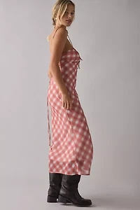Kiss The Sky Mercer Plaid Tie-Back Maxi Dress
