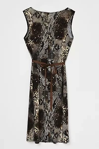 Vintage Y2k Sequined Animal Printed Midi Dress