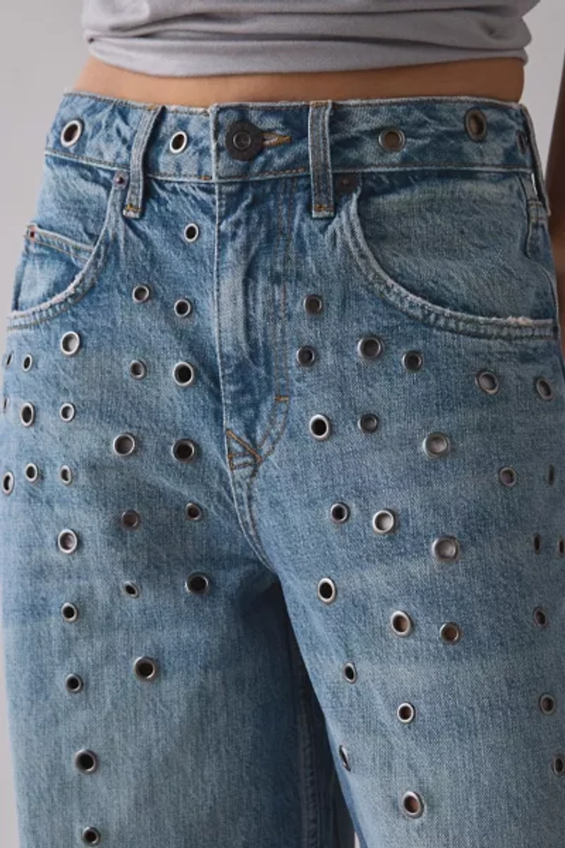 BDG Jaya Studded Eyelet Cutout Baggy Boyfriend Jean