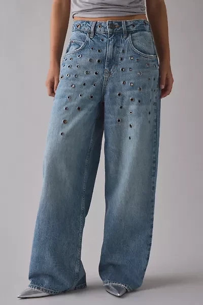 BDG Jaya Studded Eyelet Cutout Baggy Boyfriend Jean