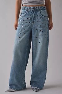 BDG Jaya Studded Eyelet Cutout Baggy Boyfriend Jean