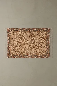 Floral Trim Leopard Printed Rug