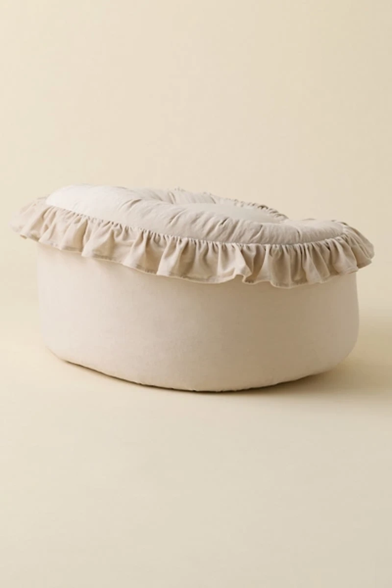Lena Ruffled Velvet Bean Bag Lounge Chair