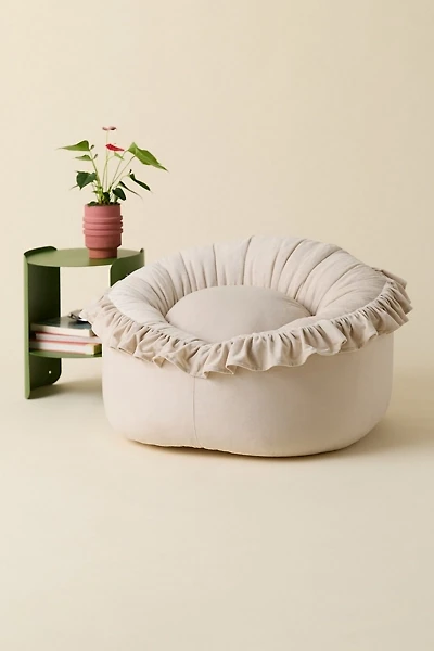 Lena Ruffled Velvet Bean Bag Lounge Chair