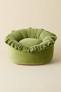 Lena Ruffled Velvet Bean Bag Lounge Chair