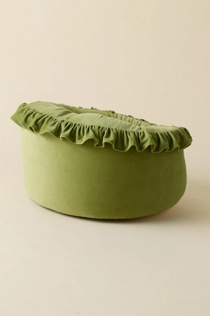 Lena Ruffled Velvet Bean Bag Lounge Chair