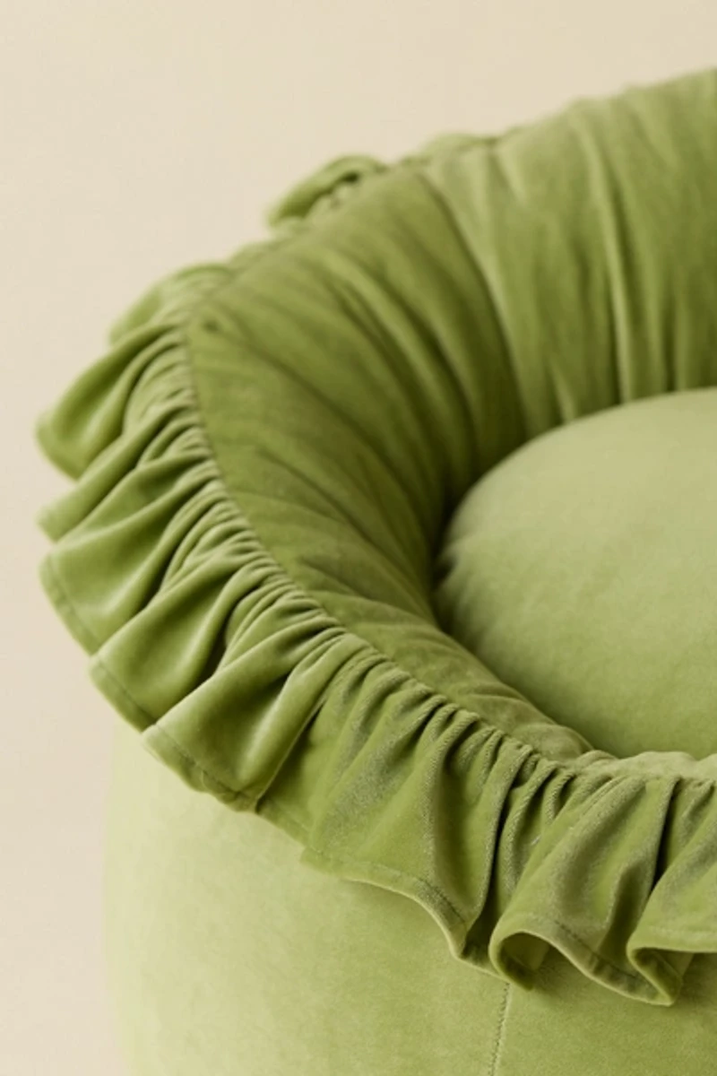 Lena Ruffled Velvet Bean Bag Lounge Chair