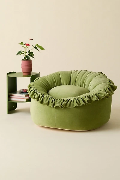 Lena Ruffled Velvet Bean Bag Lounge Chair
