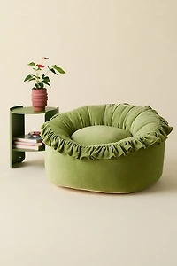 Lena Ruffled Velvet Bean Bag Lounge Chair
