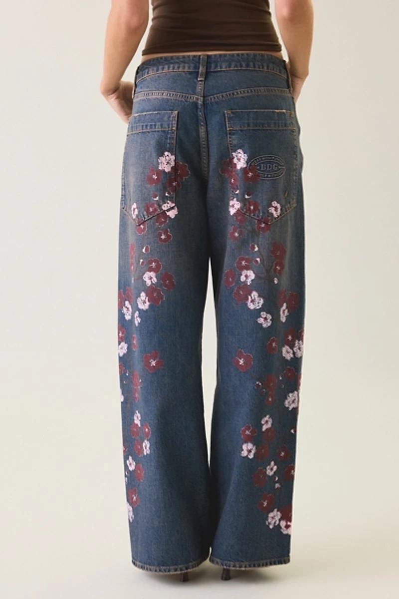 BDG Jaya Cherry Blossom Printed Baggy Boyfriend Jeans