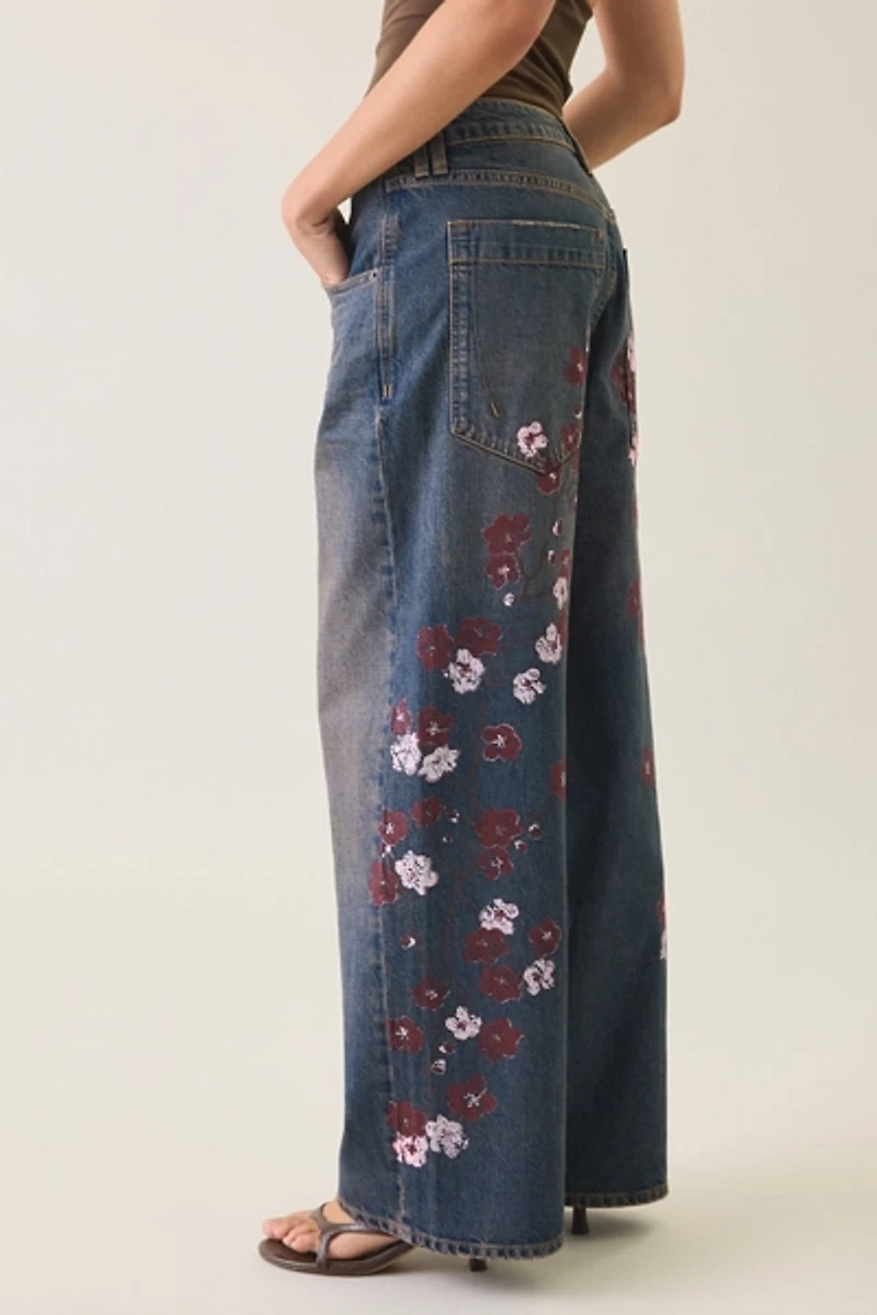BDG Jaya Cherry Blossom Printed Baggy Boyfriend Jeans