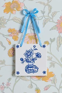 Delft Cat Ceramic Hanging Wall Tile