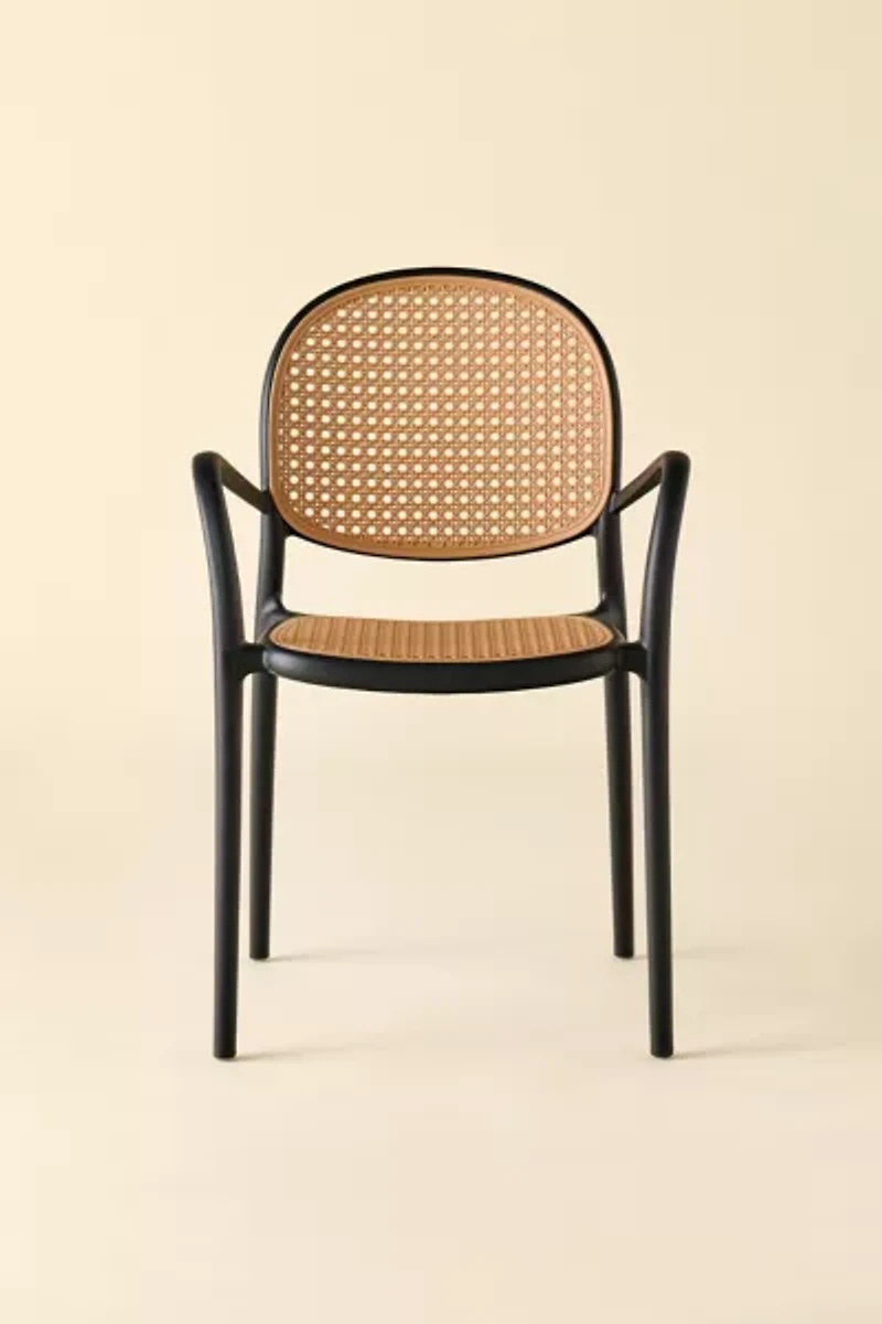 Olivia Woven Plastic Cane Outdoor Dining Chair - Set Of 2