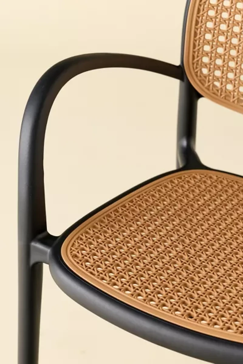 Olivia Woven Plastic Cane Outdoor Dining Chair - Set Of 2