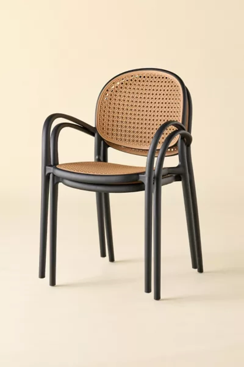 Olivia Woven Plastic Cane Outdoor Dining Chair - Set Of 2