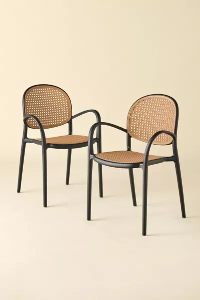 Olivia Woven Plastic Cane Outdoor Dining Chair - Set Of 2