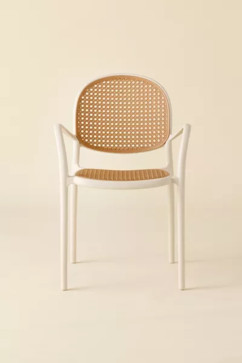 Olivia Woven Plastic Cane Outdoor Dining Chair - Set Of 2