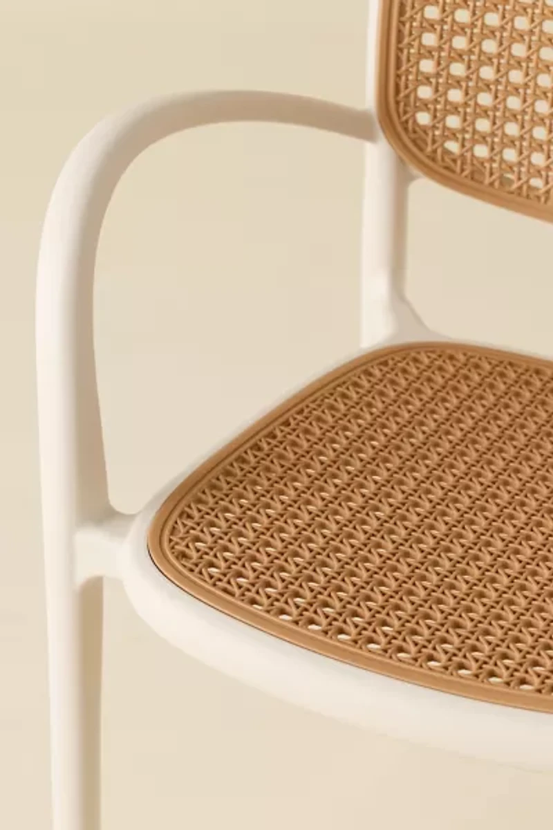 Olivia Woven Plastic Cane Outdoor Dining Chair - Set Of 2