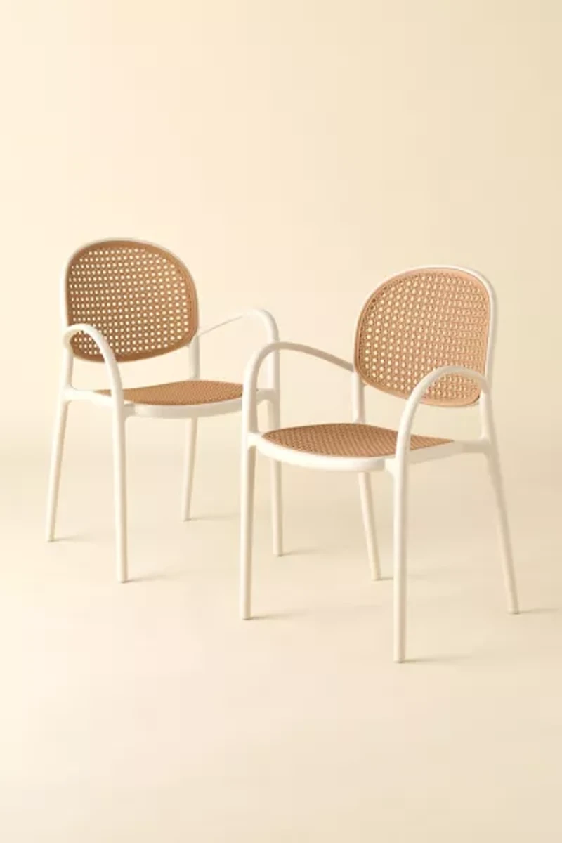 Olivia Woven Plastic Cane Outdoor Dining Chair - Set Of 2