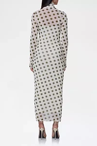AFRM Shailene Birch Dot Mesh Bodycon Midi Dress