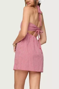 Edikted Rina Gingham Halter Mini Dress