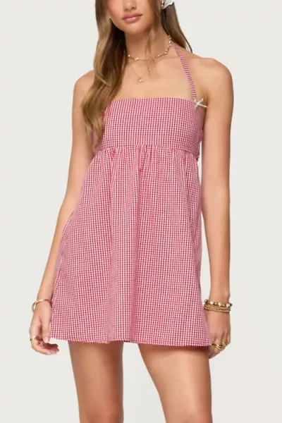 Edikted Rina Gingham Halter Mini Dress