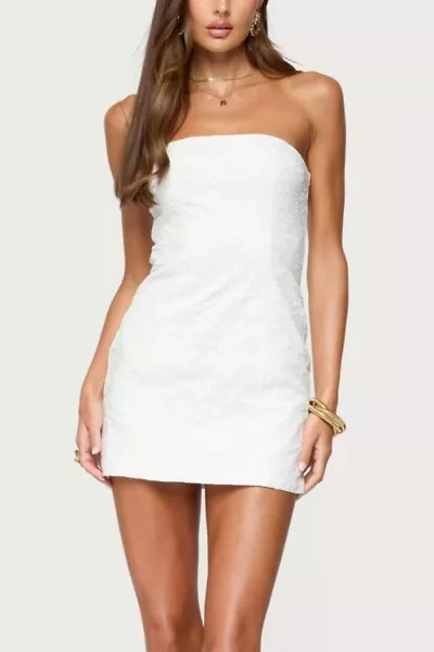 Edikted Textured Floral Strapless Mini Dress