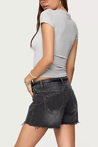 Edikted Scottie Low Rise Denim Shorts