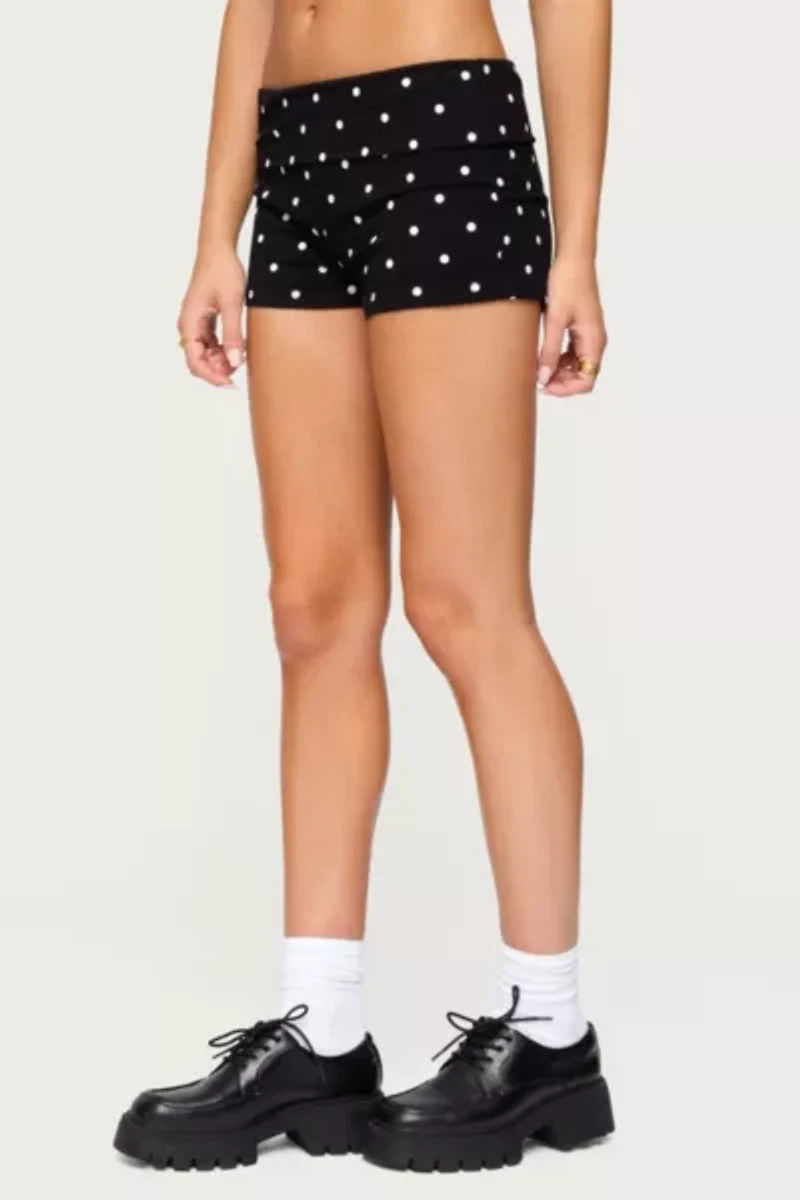 Edikted Chelsie Polka Dot Foldover Shorts