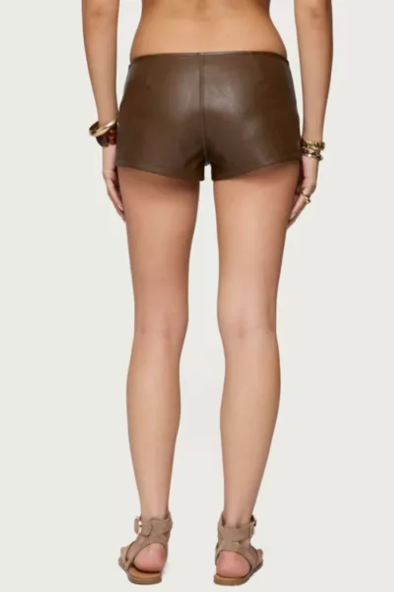 Edikted Grommet Faux Leather Micro Shorts