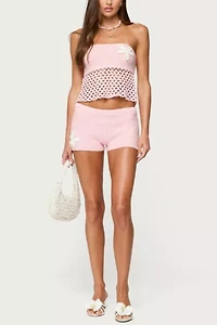 Edikted Tahna Flower Crochet Shorts