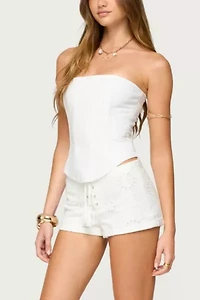 Edikted Trisha Tassle Eyelet Shorts