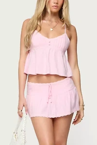 Edikted Selene Lacey Pleated Tank Top