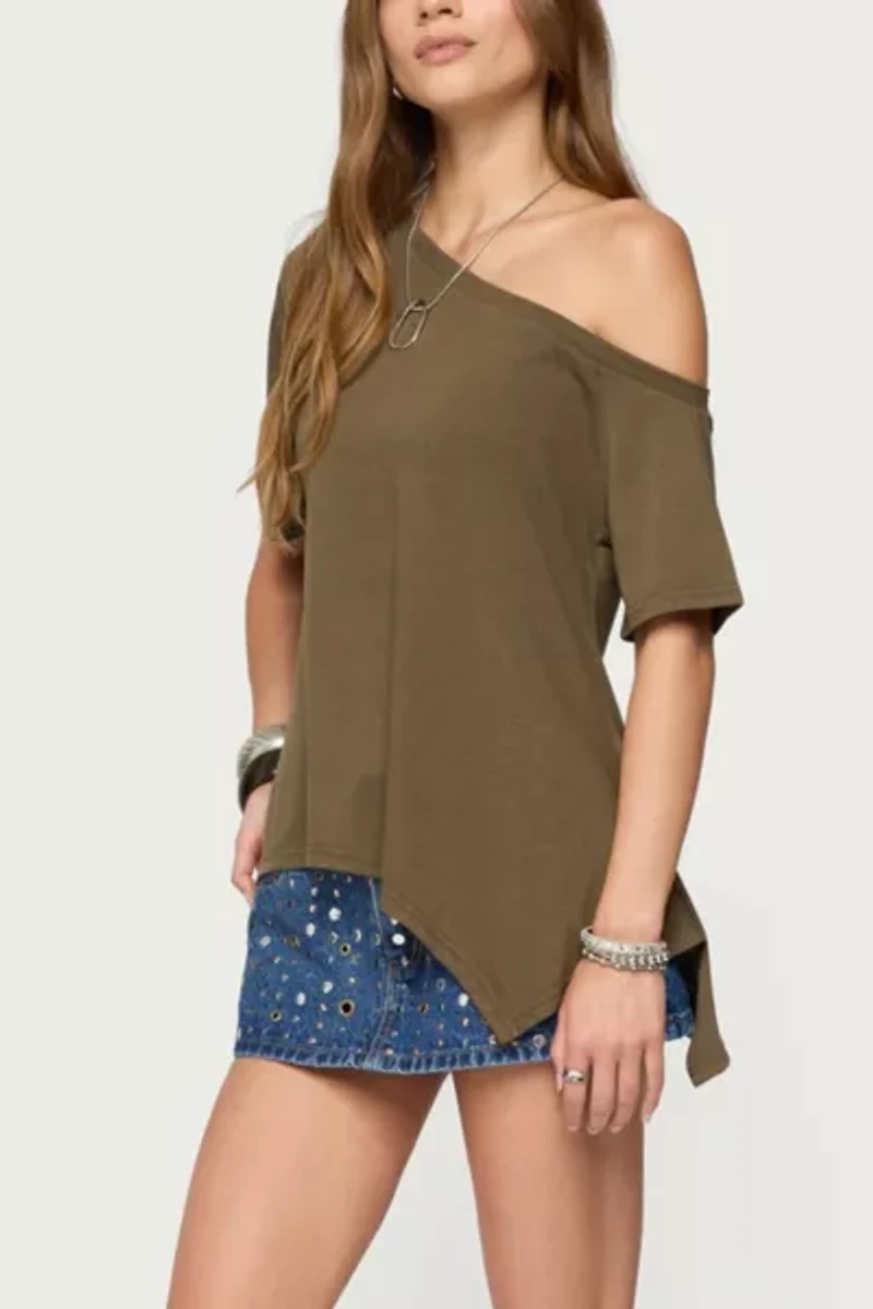 Edikted Studded Grommet Denim Mini Skort