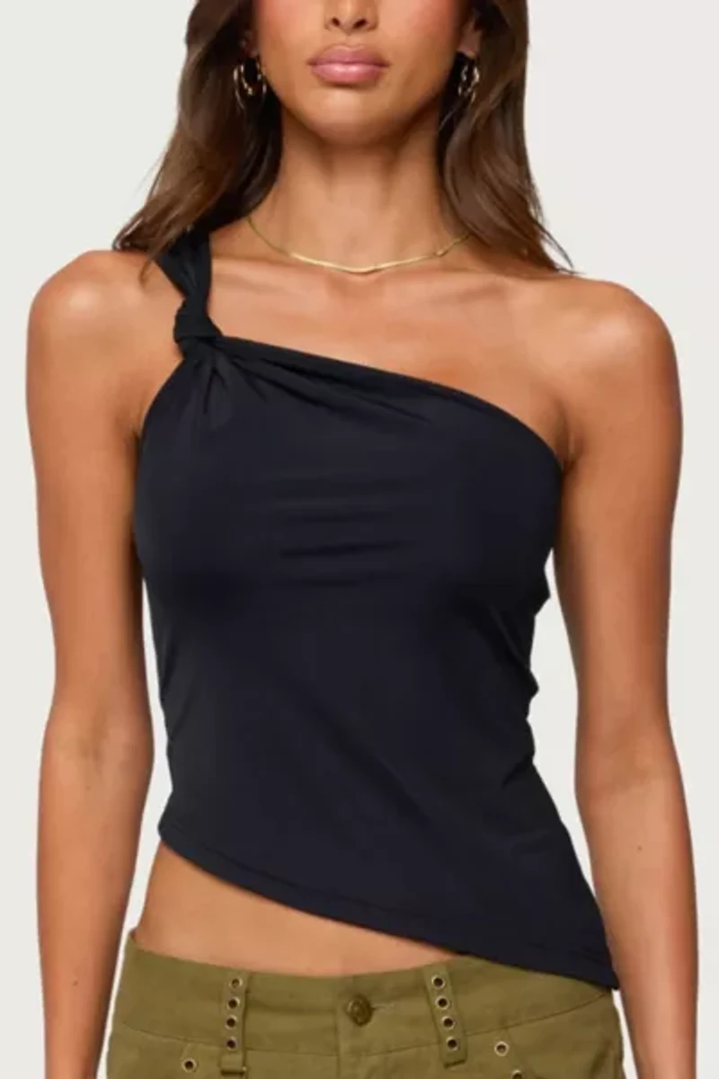 Edikted Knotted One Shoulder Asymmetric Top