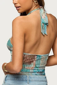 Edikted Catie Printed Mesh Halter Top