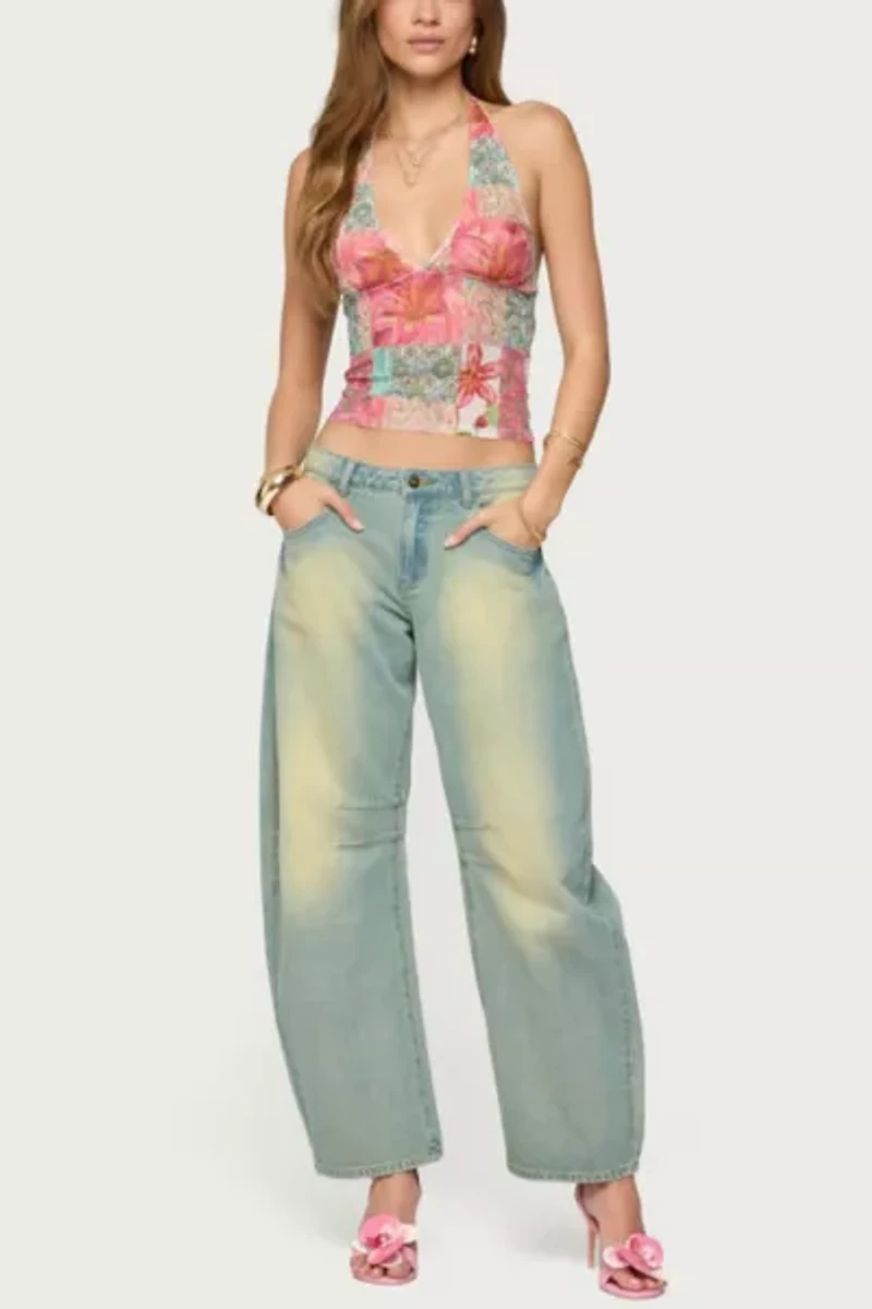 Edikted Catie Printed Mesh Halter Top
