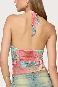 Edikted Catie Printed Mesh Halter Top