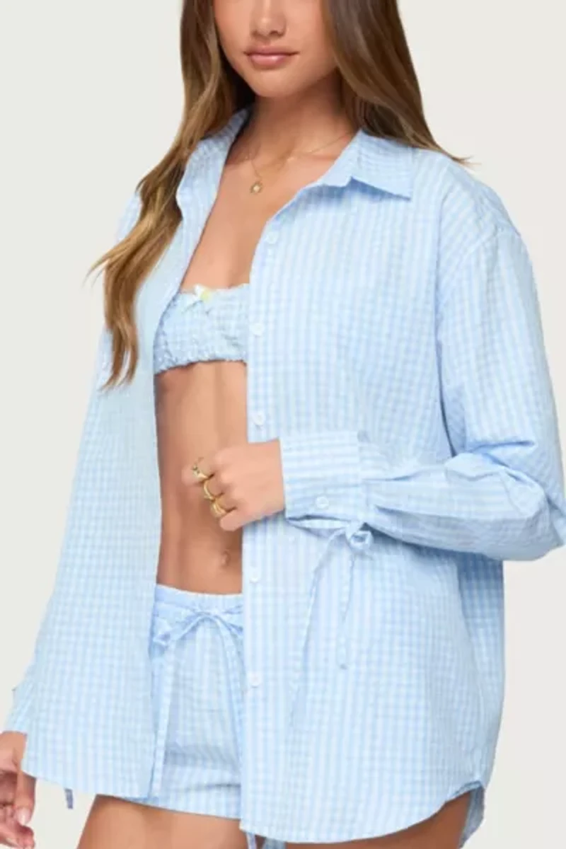 Edikted Yaffa Oversized Gingham Button Up Shirt