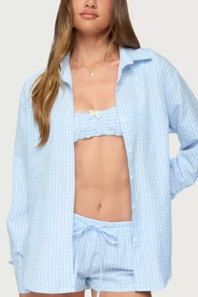 Edikted Yaffa Oversized Gingham Button Up Shirt