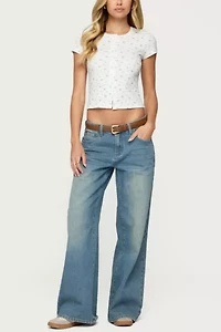 Edikted Odella Floral Ribbed Button Up Top