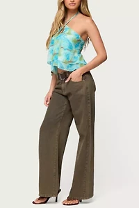 Edikted Dragon Lily Layered Chiffon Halter Top