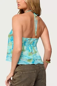 Edikted Dragon Lily Layered Chiffon Halter Top